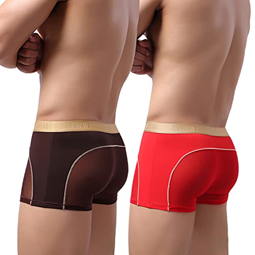 Laxier 2 Pack of Men Boxer Briefs Transparent