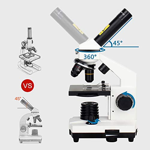 Microscope for Kids and Students-40X-640X Magnification Dual LED Illumination Lab Compound Monocular Microscopes-with 16X Eyepiece Smartphone Digiscoping Adaptor for Observing Capturing and Sharing