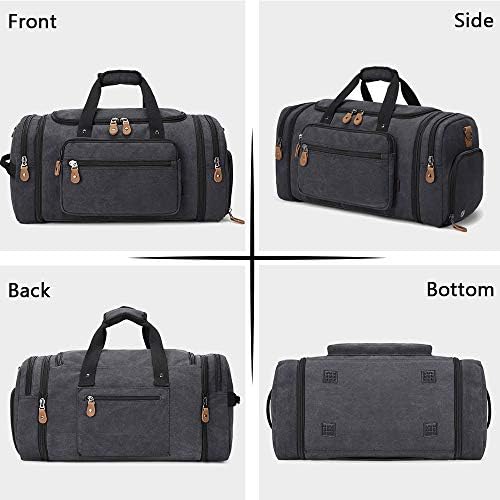 Plambag Travel Duffle Bag with Shoe Compartment 60L Canvas Duffel Overnight Weekend Bag(Dark Gray) 4 Plambag Travel Duffle Bag with Shoe Compartment 60L Canvas Duffel Overnight Weekend Bag(Dark Gray)