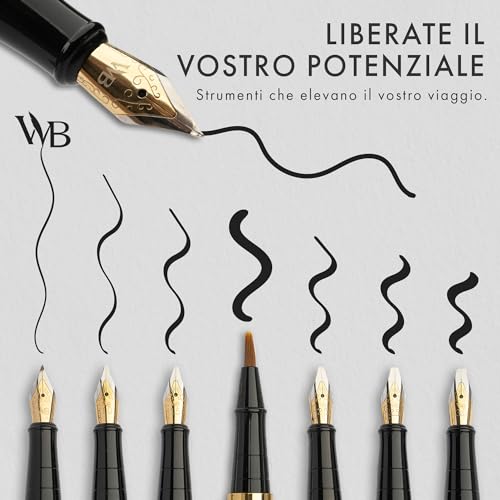 Wordsworth & Black Calligraphy Pen Gift Set, Includes Ink Bottle, 6 Ink Cartridges, Ink Refill Converter, 6 Replacement Tips, Premium Package [Black Gold]