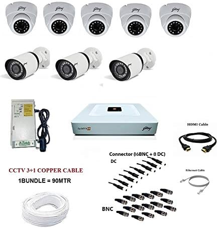 Godrej Security Solutions See Thru 1MP Without Hard Disk HD Full CCTV Camera Kit (Godrej1MP5DOME3BULLET)