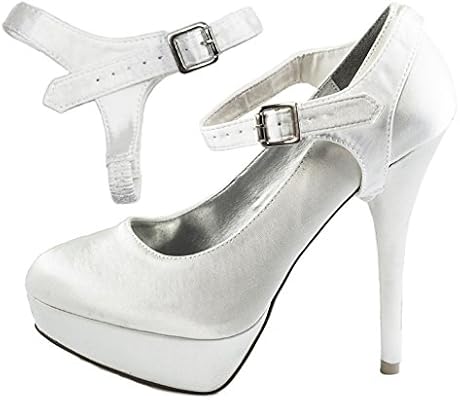 white satin heels