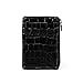 ID STRONGHOLD RFID Front Pocket Wallet Mini Minimalist Wallet Slim Wallet Genuine Leather with Zipper (Black Croc)