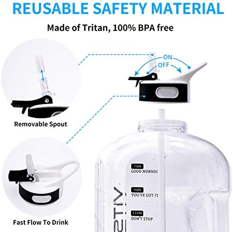 128OZ/1 Gallon Water Bottle with Straw Motivational Water Bottle with Time Marker, Large Water Bottle 128 Oz Water Bottle, Big Water Jug for Sports Water Bottles 8 41M3XWH985L. AC