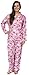 Leisureland Women's Horse Pajamas Set, Pure Cotton Flannel PJs for Pajama Party, Cute Pink Pyjamas (Medium)