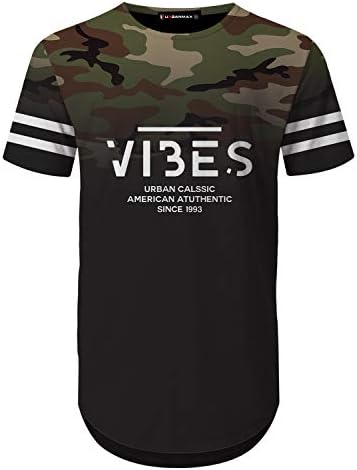 UrbanMax Mens Streetwear Hip Hop Hipster All Over Printed Printed Long T-Shirts