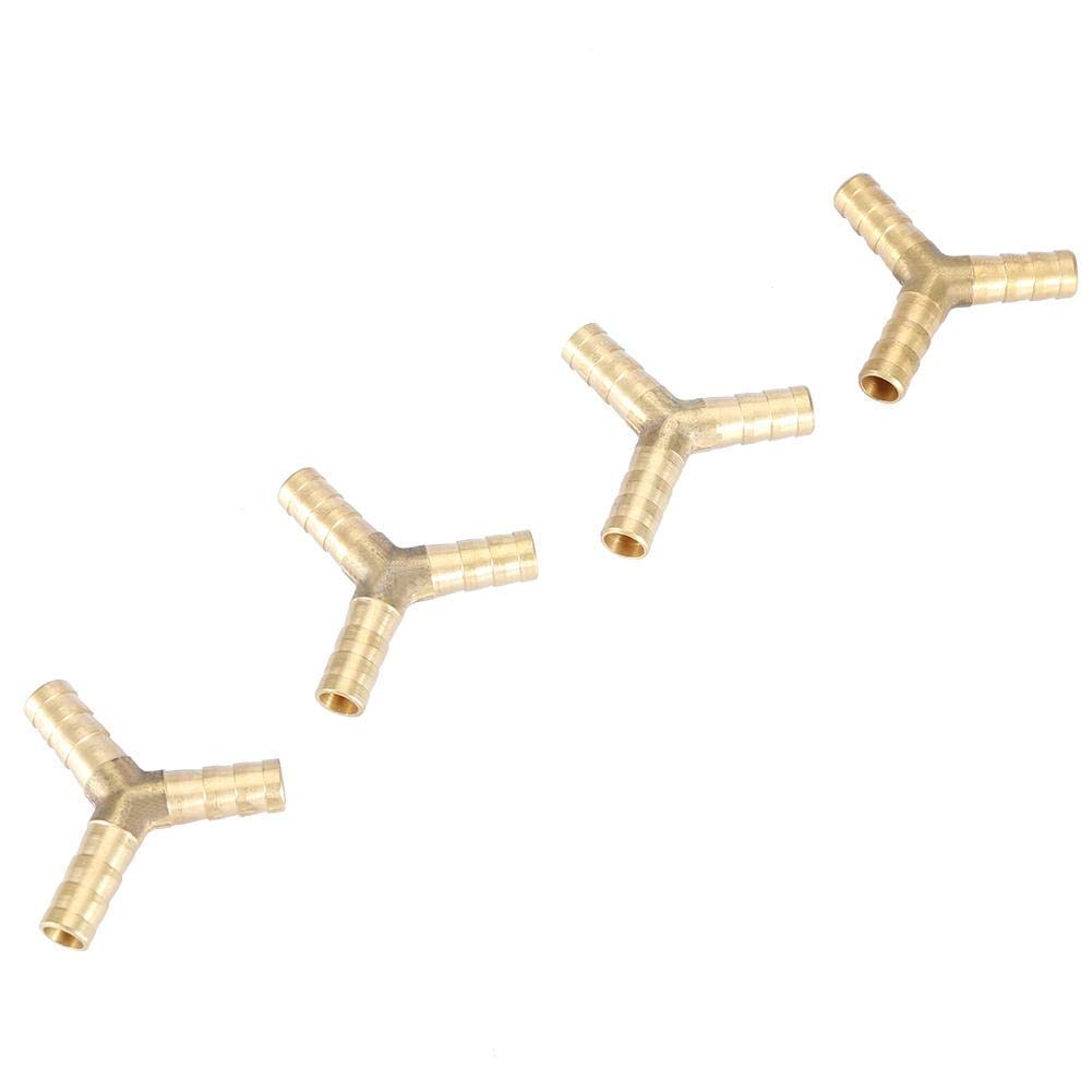 Brass Y Barbed Connector Y 3-Way Barbed Connector T Hose Connector for or Air Water Oil Gas 6/8/10/12/14/16mm (8mm 4pcs)