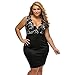 RwalkinZ Women's Plus Size Sexy Dresses Cocktail Crochet Sleeveless Deep V-Neck M-4XL Black