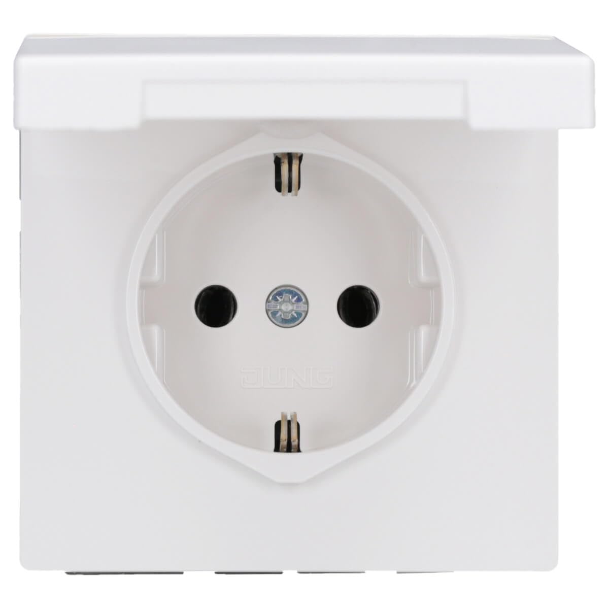 Jung Schuko socket socket 16 A 250 V with hinged lid series LS dark, 1 piece, white, LS 1520 KL WW