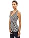 PattyBoutik Women Striped V Neck Faux Wrap Top (Black with White Stripes Small)