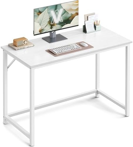 Scrivania per Computer, Postazione Lavoro, 50 x 100 x 76 cm, Scrivania da Ufficio, Studio Camera da Letto Soggiorno, Bianco Acero e Bianco Nuvola LWD041W44