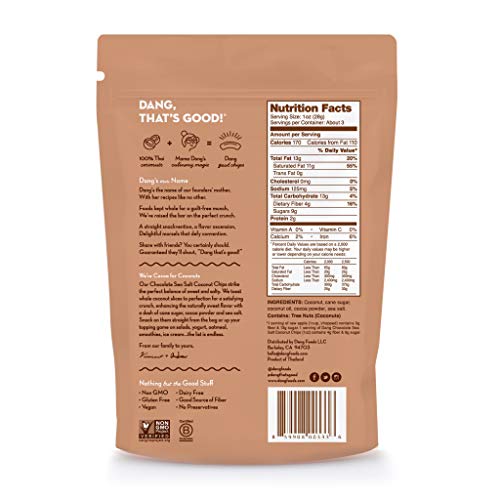 Dang Toasted Coconut Chips, Gluten-Free, Vegan, Non-GMO, Chocolate Sea Salt, 2.82 Ounce (4 Count)