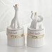 Mud Pie Giraffe & Elephant Ceramic Tooth and Curl Set, White/Gold