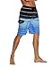 Unitop Men's Swim Trunks Colortful Striped Beach Board Shorts with Lining