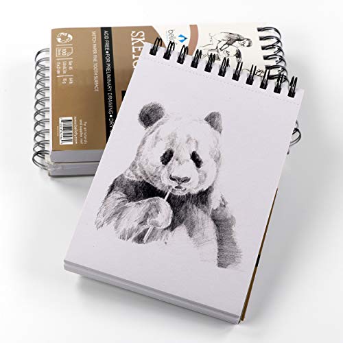 Bellofy 100 Sheet A5 Small Sketchbook Pocket Size 5.8 x 8.3 Inch | 64 IB 95 GSM | Top Spiral-Bound Sketchpad for Artists | Sketching and Drawing Acid Free Paper | Pack of 2