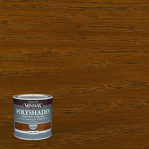 Minwax PolyShades Wood Stain + Polyurethane Finish ½ Pint, Honey