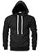 Ohoo Mens Slim Fit Basic Pullover Hoodies Sweatshirt Lightweight Long Sleeve with Kanga Pocket / DCF010-BLACK-L