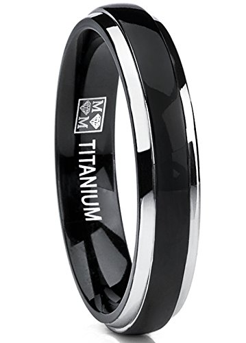 4mm thin dome black two tome titanium wedding band enga…