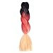 BACANA Ombre Braiding Hair Black/Red Orange/Yellow 5pcs Synthetic Hair Extensions for Braiding Twist Crochet Braids Box Braids Hair Ombre Colors 3 Tone 24 Inch