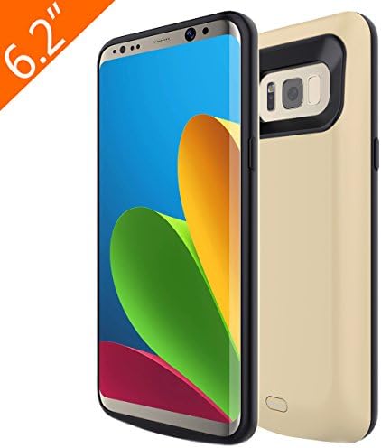 Galaxy S8 Plus Battery Case, 5500mAh Battery Charger Case, External Battery Backup Charger Case Type C Charging CasePack Power Bank Cover For Samsung Galaxy S8 Plus(2017) (Gold)