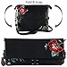 K&Bo Women's Cross Body Bag and Clutch, Black Studs with Floral Embroidery