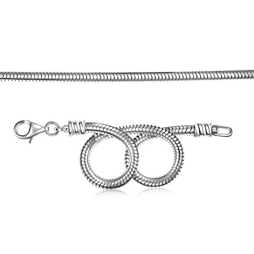 925 Sterling Silver Snake Chain Bracelet for European Bracelets Charms Bead Size 7.8inch