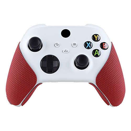 eXtremeRate PlayVital Red Anti-Skid Sweat-Absorbent Controller Grip for Xbox Series X/S, Professional Textured Soft Rubber Pads Handle Grips