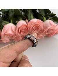 iTungsten 6mm 8mm Tungsten Carbide Rings for Men Women Wedding Bands Koa Wood Arrow Meteorite Inlay Hunting Jewelry Comfort Fit