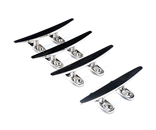image for Mxeol Boat Dock Cleats Marine 5 Inch Stainless Steel Open Base 4 Holes