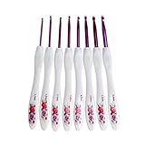 EA-STONE 8 Size Handle Aluminum Crochet Hooks Knitting Needles Craft Plastic Grip Handle Loom Tool ,Pink