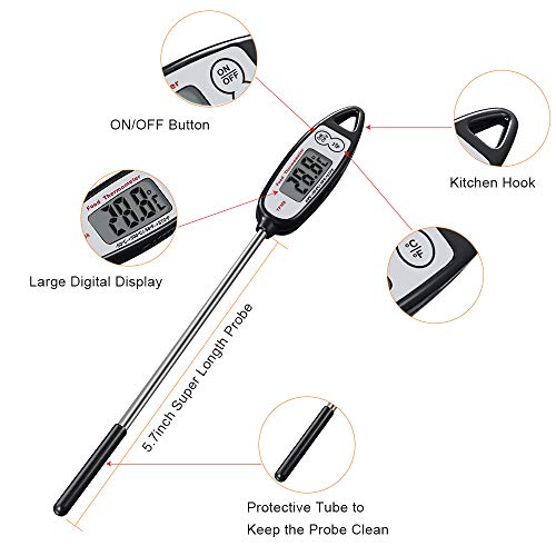 Digital Meat Thermometer (2 pack),Kuger Instant Read Kitchen Thermometer for Cooking with Stainless Steel Probe,BBQ Grill Accessories - Thumbnail 4