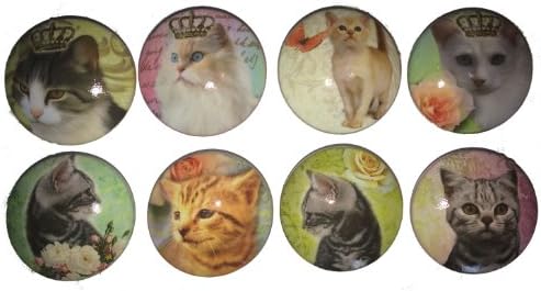 Set of 8 Kitty Cat Princess Dresser Drawer Cabinet Knobs