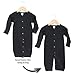 The Laughing Giraffe Baby Convertible Gown w/Mittens. 100% Cotton, 0-6 ms, Black, Unisex