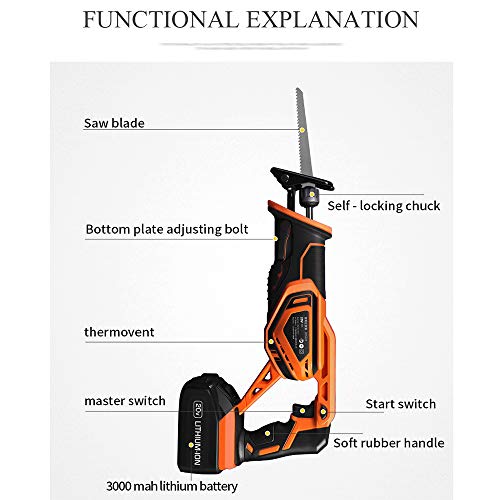 Säbelsäge, Wiederaufladbare Säbelsäge, 20V Elektronische Holz Metall Kunststoff SAH Holz Schneiden SAH, Mit Eine… – Bild 5
