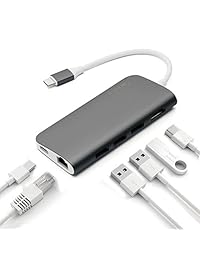 USB C Hub, Sinstar 8 en 1 aluminio multipuerto adaptador Tipo C Combo Hub para MacBook Pro USB C Hub a HDMI macho (4K) Tipo C Paso a lo largo de todo, Ethernet, lector de tarjetas SD Micro y 3 puertos USB 3.0, Gris espacial