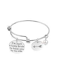MOOKOO Brdesmaid Bacelets Proposal Gift I Couldn't say I do Without You Bride Bridesmaid Bangle Adjustable Stainless Steel Cuff Set of 5,6,7