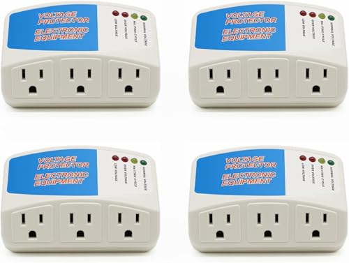 BSEED Protector de sobretensiones para electrodomésticos, 3 tomas de corriente, protector de voltaje, refrigerador de sobretensión, 1875 vatios, 120 V, 15 A (paquete de 4)