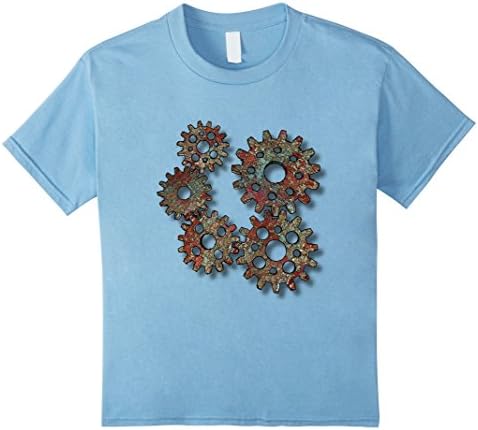 unisex-child Steampunk Retro Vintage Rusty Metal Gears T-Shirt 6 Baby Blue