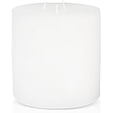 Bask Large Mottled Pillar Candles - Unscented - 6-Inch Diameter for Extra-Wide Holders - 3-Wick Candles for Home and Events - White
