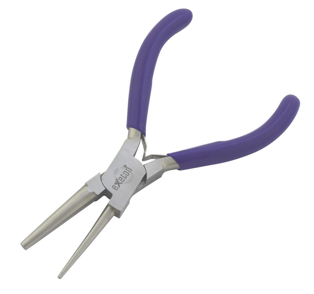 Exeton Jewelry Pliers Tool, Bail Making Pliers 6 in 1 Wire Wrapping Multi Step Loop Pliers, Chain Nose, Nylon Jaw Pliers, Round Nose Pliers, Beading Pliers (Round & Hollow Nose Pliers)