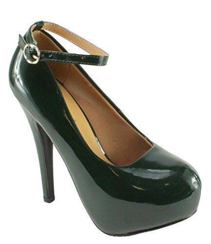 Delicacy-Womens-Sunset-87-Patent-Leatherette-Ankle-Strap-Hidden-Platform-High-Heel-Pumps