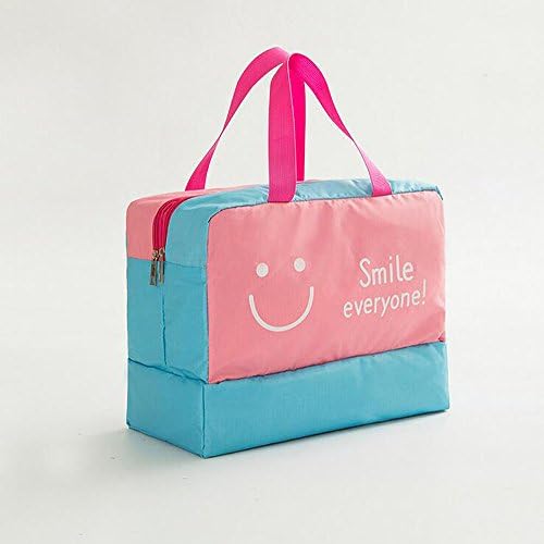 NBboo Camping Beach Waterproof Dry and Wet Separated Storage Bag, Pink Smile