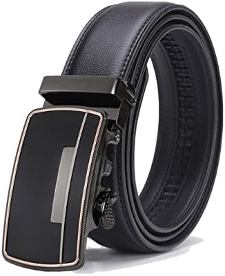 Gnorall Men's Solid Buckle with Automatic Ratchet Leather Belt 35mm