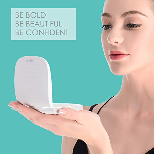 Rechargeable LED Lighted Compact Mirror - 1X/10X MAGNIFYING Travel MakeUp Mirror by CLSEVXY - Adjustable Brightness Control - Perfect for Purses - 4" Wide Illuminated Folding Mirror - Thumbnail 5