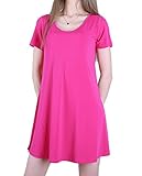 Favelem Womens Short Sleeve Comfy Flowy Loose Fit Long Tunic Top T shirt Dresses