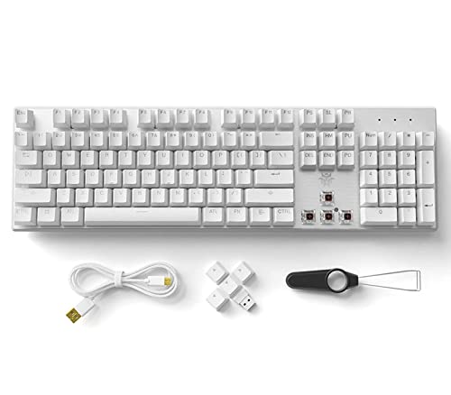 Hexgears G5 2.4G Wireless Mechanical Keyboard 104 Key, Wireless and Type-C Wired Connection, 100% Full-Size, Blue LED Backlit, Windows and Mac OS Compatible