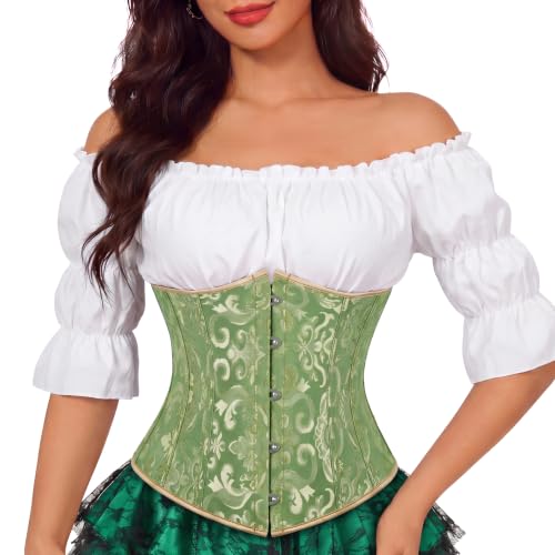 Zhitunemi Green Underbust Corset Top for Women,Lace-Up Pirate Costume XXS at Amazon