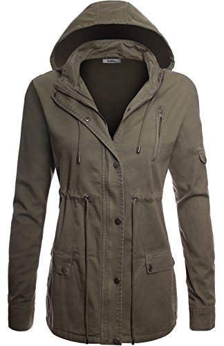 Bodilove women s plaid hooded drawstring waist utility …