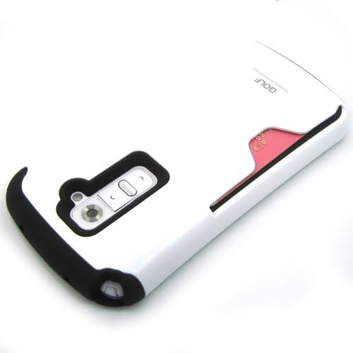 For LG G2 Case cover Heavy Duty Shock-proof Dual layers with card slot (Sprint / AT&amp;T D800,D801,D802,D803) (White)included DIESEL brand Matte screen protector film