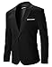 FLATSEVEN Mens Slim Fit Casual Premium Blazer Jacket (BJ102) Black, S